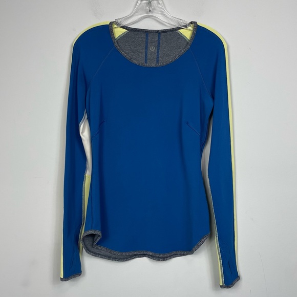 Lululemon Runder Under Long Sleeve Limitless Blue Heathered Coal Clarity Yellow - Picture 4 of 16